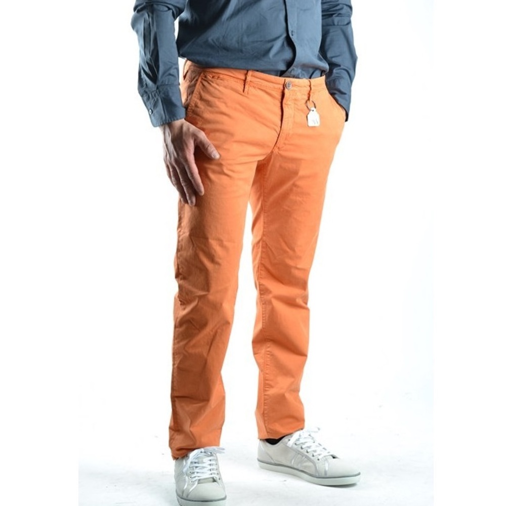 NWT Siviglia White Orange Trouser Chinos Stretch Sz 32